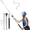 Heavy Duty Closet Hanger Reaching Pole,36" to 65" Clothes Hook Pole Telescoping Pole S Hooks for Plant Stainless Steel Pipe Sturdiness Lightweight Non-Slip Soft Sponge Handle Rod