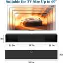 55" Floating TV Stand with LED Light, Floating TV Stand Wall Mounted, Floating Entertainment Center with Storage Long for Bedroom, Wood Floating TV Shelf for Living Room (Black)