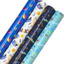 The Dreidel Company Happy Hanukkah Gift-Wrap Chanukah 17.5" Inches X 180" Inches .15' Feet Each Roll, 4 Roll Variety Pack