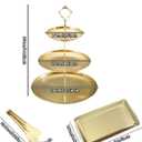 6 Pcs Gold Cake Stands Set, 2 PCS 3 Tier Stainless Steel Cupcake Stands with 2 PCS Rectangular Trays, 3 PCS Serving Tongs, Gold Dessert Stand Cupcake Tower for Weddings, Birthday Party