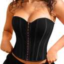 Sexy Strapless Corset For Women, Lace Up Backless Crop Tube, Going Out Bandeau Top (Small, Black)
