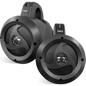 Pyle 2-Way Passive Waterproof Off-Road Speaker System - 4 Inch 900w Peak, Marine Grade Wakeboard Tower Speakers, Full-Range Outdoor Audio Speaker for ATV, UTV, Quad, Jeep, Boat - 1 pair - Black