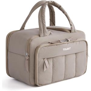 TOURIT Lunch Box for Women, Double-Sided Compartment with Ice Pack, Multi-Pockets Design for Work, Outdoors, Camel (Brown)