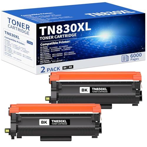 TN830XL 2 Black High Yield Toner Cartridge Replacement for Brother TN830 XL/V/R TN 830 TN-830 XL Work with DCP-L2640DW HL-l2460DW MFC-l2820DW HL-l2405W MFC-l2900DW HL-L2480DW Printer Toner 
