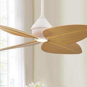 52" Ceiling Fan, Tropical Ceiling Fans with APP and Remote Control, Indoor Palm Leaf Ceiling Fans with Lights for Living Room Bedroom Patios, Dimmable(Light Wood Grain)