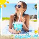 Funnymoom 30 Set 24oz Clear Plastic Drink Buckets with Lids and Straws Disposable Iced Coffee Cups Rum Buckets for Cocktail Parties Smoothie Cup Bulk with Handles for Beach Pool Party Supplies