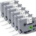 6mm 0.23" Laminated White Tape Replace for Brother Label Maker Tape TZe-211 Compatible with Brother P Touch Label Maker PT-H110 PT-D202 PT-D210, Black on White, 1/4 Inch x 26.2 Feet, 6 Pack