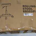 KKTONER Round Rolling Stool PU Leather Height Adjustable Swivel Drafting Work SPA Salon Stools Chair with Wheels Black