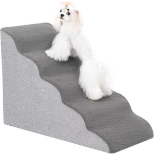 Uross Dog Stairs for Small Dogs - 5 Tier Steps & Ramps, High Density Foam Pet Steps, Gray