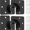 IRONWALLS Puck Lock Hasp Black 2 Packs, Heavy Duty Lock Hasp for Hidden Shackle Padlock Diameter Within 2-7/8/73mm, Steel Puck Lock Holders Brackets for Shipping Container, Trailers Doors