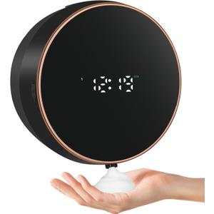 Automatic Soap Dispenser Foam Bathroom: Wall Mount Rechargeable Touchless Adjustable Auto Smart Electric Plastic Black Foaming Soap Dispenser with Clock - Kitchen - Hand Dish Lotion Couple Kids