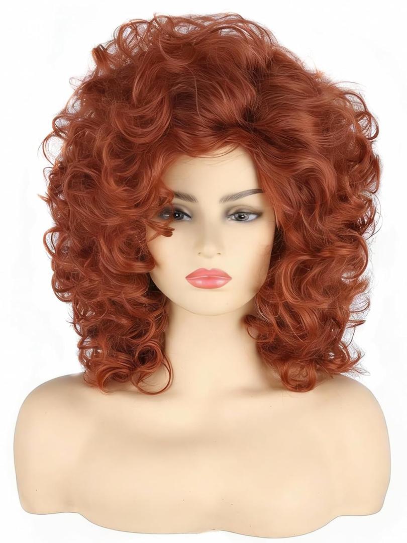 Women's Wigs Claret Red Short Curly Wigs for Women Halloween Costume Beehive Wig