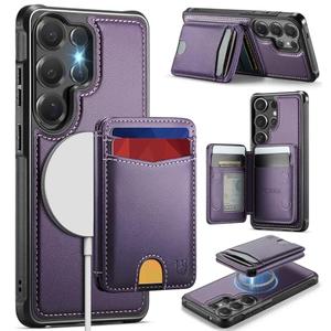 Usroom for Samsung Galaxy S25 Ultra Case Wallet Compatible with Magsafe, RFID Blocking Magnetic Card Holder 2 in 1 Detachable Kickstand Shockproof Phone Case for Galaxy S25 Ultra 6.9" Purple