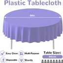 2 x 3 Pack Plastic Table Cloth Round 84 inch Plastic Tablecloth Disposable Round Cover Leakproof for Parties, Picnic, Camping, Birthday, Weeding (Light Purple)