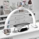 CGBE Half-Moon Nail Light for Desk : Professional Manicurist Table Lamp for Nail Salon Lighting and Eyelash Extensions with Phone Holder - Extra Large 30.7" Craft Desk Light - White