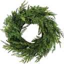 Faux Cedar Christmas Wreath for Front Door - Realistic Artificial Pine Greenery Wreaths for Outdoor Indoor Holiday Decor, Xmas Window & Wall Home Decoration (Green, 50cm)