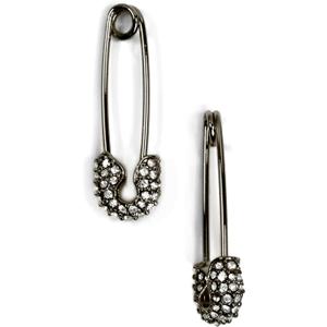 Karl Lagerfeld Paris Linear Safety Pin Earrings, Hematite Tone, One Pair