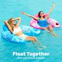 SLOOSH Inflatable Pool Floats Adult, 4 Pack Pool Chairs with Cup Holders,Blow up Floats Chair,Hammock Noodle Mat Leaves Design for Summer Water Fun Swimming Party Beach,Blue, Cyan, Pink, Champagne