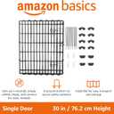 Amazon Basics Portable Foldable Octagonal Metal Exercise Dog Playpen, Indoor/Outdoor Pet Fence with Single Door, 8 Panels, Small, 30 Inches, Black