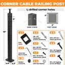 Sidasu 36IN Cable Railing Corner Post, L Shape Deck Cable Railing Post for Cable Railing System, Matte Black Finish,P02