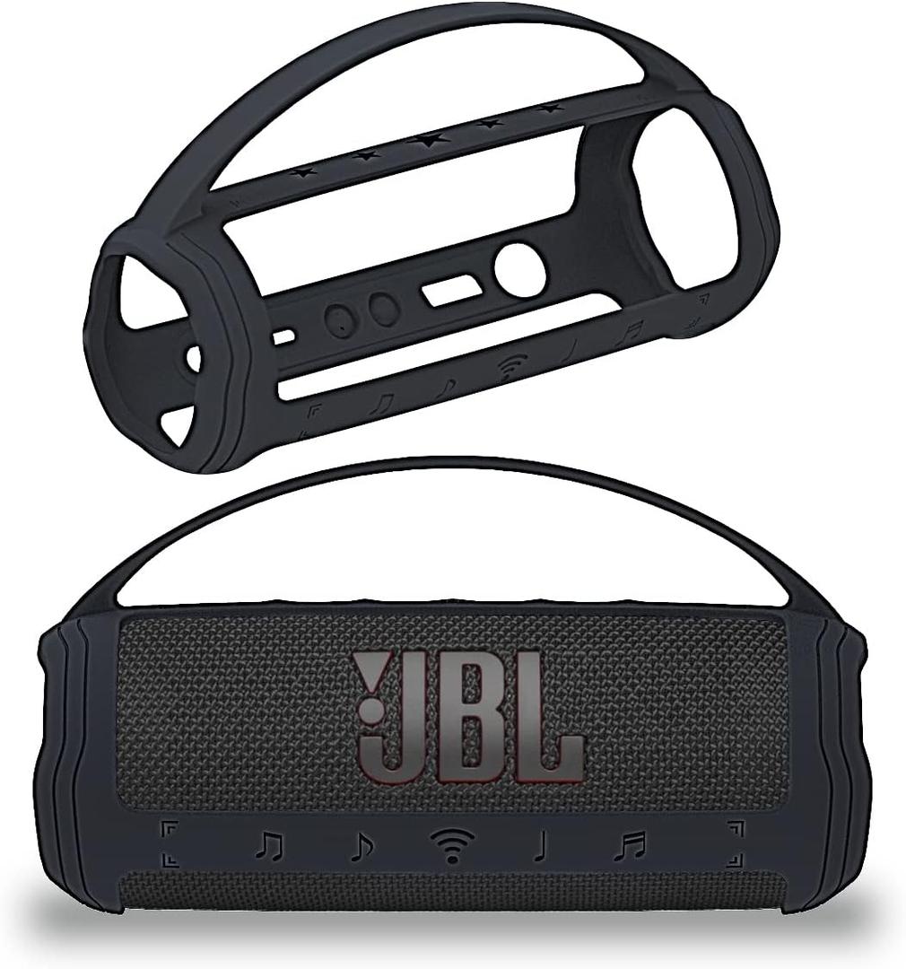 JCHPINE Silicone Cover Case for JBL Flip 6 Portable Bluetooth Speaker, Protective Carrying Holder for JBL Flip 6 Speaker Accessories (Black Case)