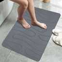 Stone Bath Mat, Diatomite Fast Drying Non Slip Stone Shower Mat, Super Absorbent for Bathroom & Kitchen, Multi-Use as Pet Mat, Easy to Clean 16"x24", Gray