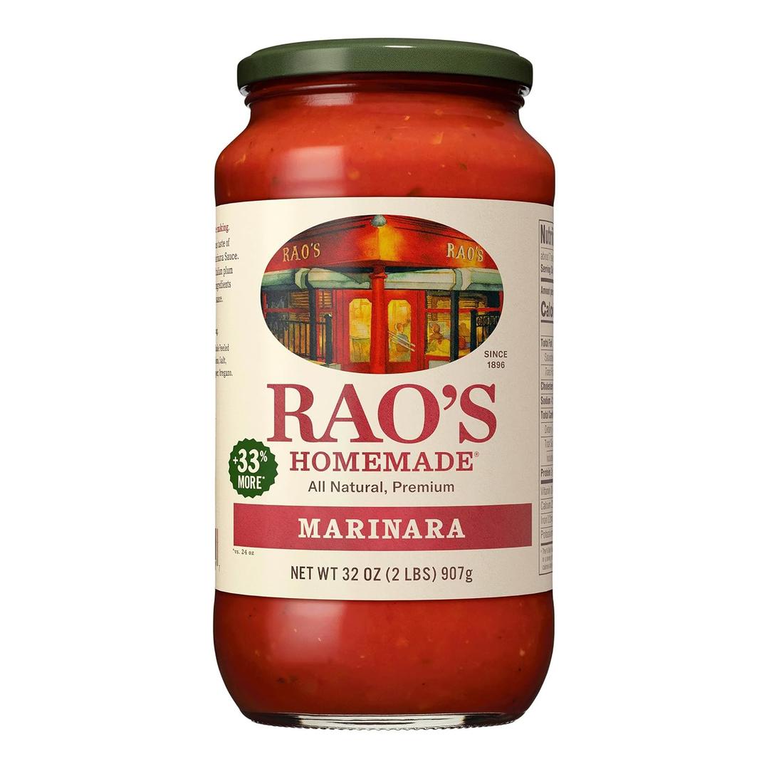 2 x Rao's Homemade Marinara, 32 oz, Tomato Sauce, All Purpose, Keto Friendly Pasta Sauce, Premium Quality, Tomatoes from Italy and Olive Oil (32 Ounce (Pack of 1))