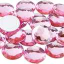 FINGERINSPIRE 50Pcs 30mm Flat Back Round Acrylic Rhinestone Self-Adhesive Plastic Circle Gems Stick On Jewels(Pink) for Costume Making Cosplay Jewels Invitations Crafts Bling Home Wedding Decor
