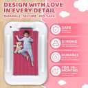 Inflatable Toddler Travel Bed - 60 Inches Portable Toddler Bed for Travel with Safety Sides - Cozy Kids Air Mattress Set with High-Speed Pump & Carry Case - Lightweight & Easy to Inflate(Pink)
