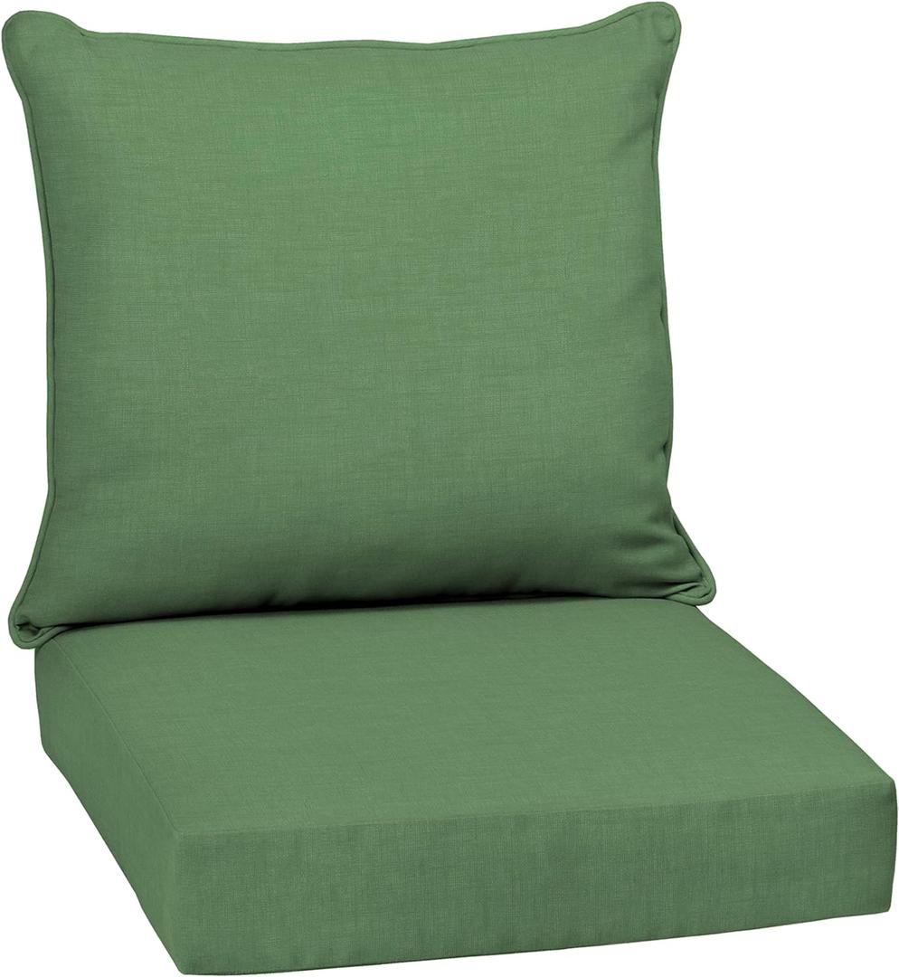 Arden Outdoor Deep Seat Cushion Set, 24 in x 24 in, Weather-Proof, Rain-Proof, Fade Resistant Patio Cushion for Chair, Sofa, and Couch Moss Green Leala