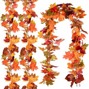 DearHouse 6 Pack Fall Garland Maple Leaf Clearance, 5.9Ft/Piece Hanging Vine Artificial Autumn Garland Thanksgiving Decor for Home Wedding Fireplace Party Christmas (Multicolor)