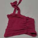 OYOANGLE Women's Glitter Sparkly Sleeveless Tie Backless Ruched Crop Halter Tops Party Clubwear (Medium, Hot Pink)