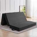 CYMULA Folding Mattress Full Size, 6 inch Memory Foam Tri Portable Murphy Bed and Futon, Full Topper with Breathable & Washable Cover, Foldable Floor Mattress for RVGuest BedsBlack (52"73"6")