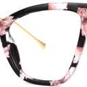 Zeelool Oversized Blue Light Blocking Glasses for Women, Butterfly Glasses Frame Eyeglasses with Clear Lenses Hilary FX0206 (Fx0206-01 Pink Floral)