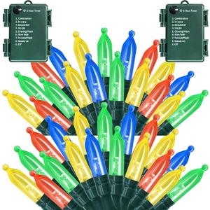 100LED Christmas Lights Outdoor with Timer 8 Modes Waterproof Outdoor Indoor for Christmas Decor Multicolor 2 Pack