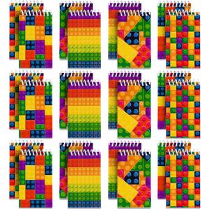 Mini Building Block Notebooks (Bulk of 32) Spiral Notepads In Assorted Brick Styles, Mini Notebook For Kids Pocket Size, For Birthday Party Favors, Goodie Bag Stuffers, Children Classroom Rewards