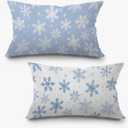 Blue Christmas Snowflake Winter Pillow Covers 12x20 Set of 2, Christmas Snowflake Decor, Xmas Winter Holiday Lumbar Pillow Covers for Home Living Room Bedroom Sofa Couch