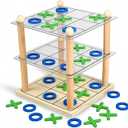 3D Ultimate Wooden Tic Tac Toe Board Game – Classic XO Strategy Game for Kids & Adults, Fun Family Table Games Night, Durable Wooden Tabletop Game