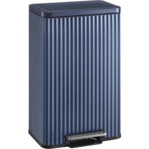 SONGMICS Trash Can, 13 Gallon (50 L) Garbage Can for Kitchen, with Lid, Pedal, and Removable Inner Bucket, Soft Close, Stainless Steel, 15 Trash Bags (Code K) Included, Midnight Blue ULTB586QZ01