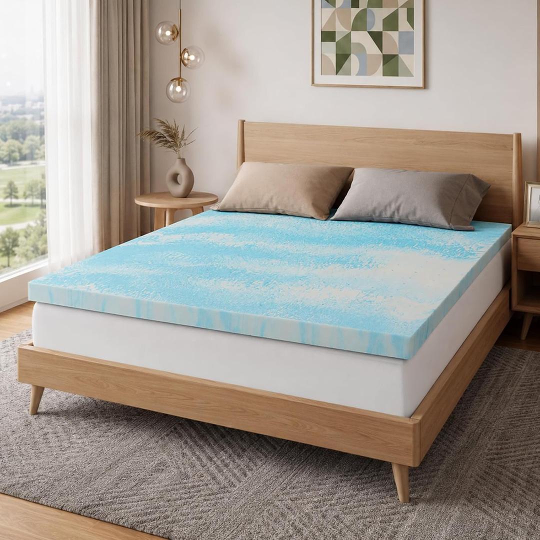 Novilla Mattress Topper California King, 2 Inch Gel Memory Foam Mattress Topper, Cooling Foam Layer for Pressure Relief, Slow Rebound Support, CertiPUR-US Certified, for RV Sofa