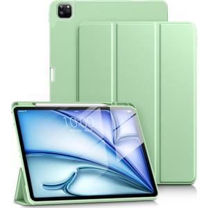 DTTO for iPad Air 13 Inch Case M3/M2 2025/2024, iPad Pro 12.9 Inch Case (6th/ 5th/ 4th/ 3rd Gen), Smart Slim Trifold Stand Soft Cover with Pencil Holder for iPad Air 13", Matcha Green