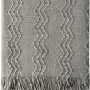 BOURINA Throw Blanket Textured Solid Soft Sofa Throw Couch Cover Knitted Decorative Blanket, 60 Inch x 80 Inch Dark Grey