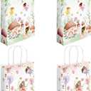 16 Pcs Floral Fairy Favor Bags with Handles Bags Floral Fairy Party Bags Paper Fairy Goodie for Party Decoration Supplies (flower-16, 16)
