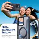 2 x 360 Spin Magnetic Stand (Pro-Version) for iPhone 16 Pro Case (Compatible with MagSafe) [Military Drop Protection] Matte Translucent Shockproof Protective Phone Case 6.3'', Black