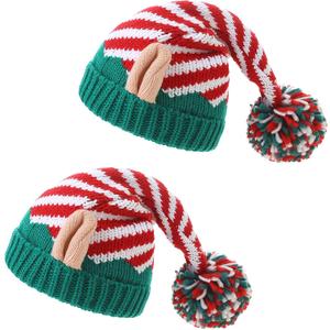Moon Kitty Christmas Elf Hat Upgraded Christmas Hat Adults Elf Beanie Party Hat for Holiday, New Years and Christmas (Child Size, 2pcs Christmas 3)