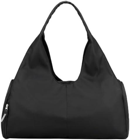 Forestfish Yoga Gym Bag For Women With Shoes Compartment & Wet Dry Storage Pockets Lightweight Duffel Bag, Black