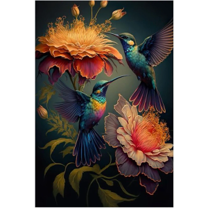 SnowSky Christmas Hummingbird Wall Art, Ornament, Acrylic Mural for Hummingbird Lovers, Suitable for Garden, Office, Bedroom, Living Room, Hallway, 17.71" x 11.81" 