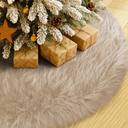 36 Inch Plush Christmas Tree Skirt Brown, Fluffy Faux Fur Tree Skirt for Christmas Holiday Party Decorations