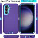 Qinmay Phone Case for Samsung Galaxy A35 5G Case with HD Screen Protector, Heavy Duty Shockproof & Dropproof 3-Layer Cover Phone Case for Galaxy A35 (BeltClip_Purple)