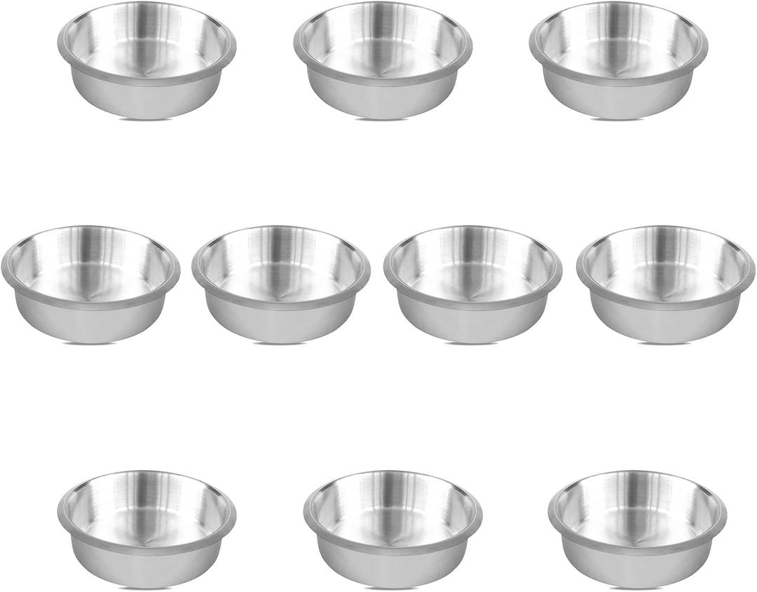 Poker Table Cup Holder Inserts - 10 Pack Stainless Steel Shallow Drop-in Drinks Holders for Casino Game Table Sofa Boat Bench Desk - Small Shallow